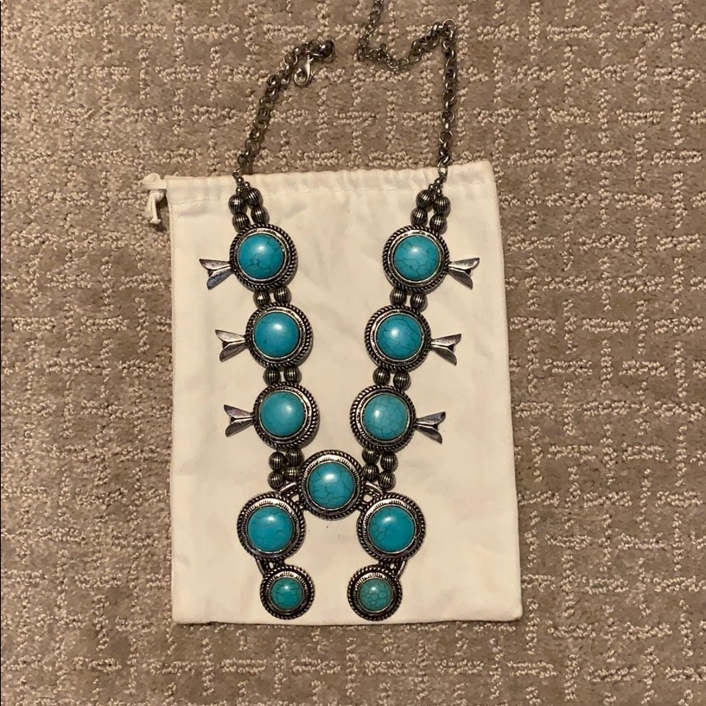 Chunky Turquoise Squash Blossom Necklace
